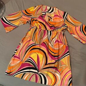 Boo Gemes Colorful Swirl Midi Dress Medium